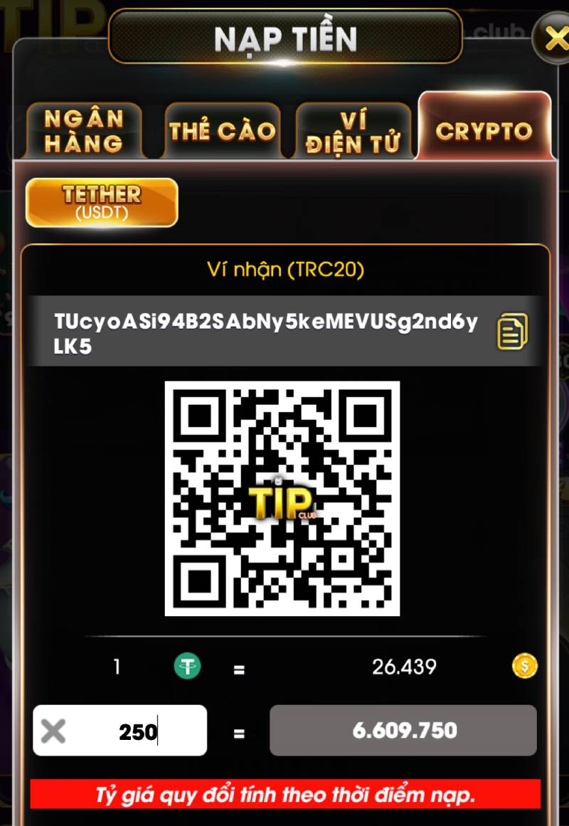 Nạp qua Crypto (Tiền Ảo)