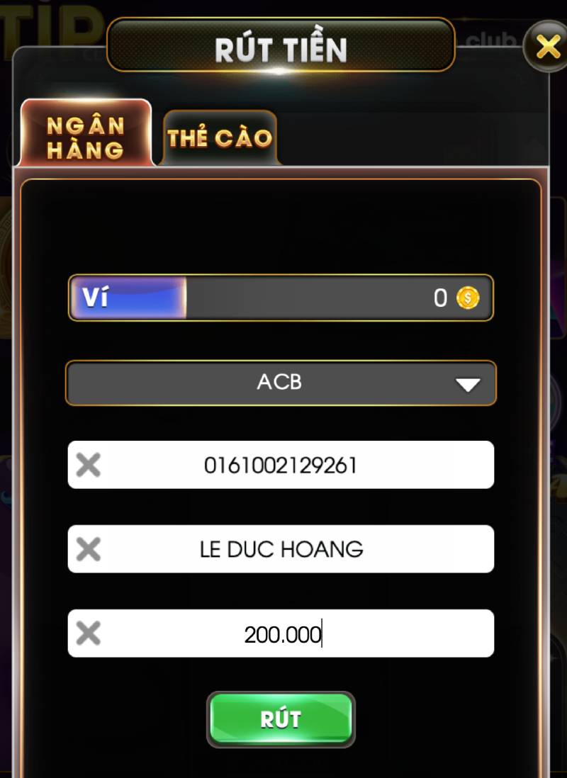 Hướng Dẫn Rút Tiền Tipclub Chi Tiết Về Nhanh Nhất 2 Rút qua Ngân Hàng