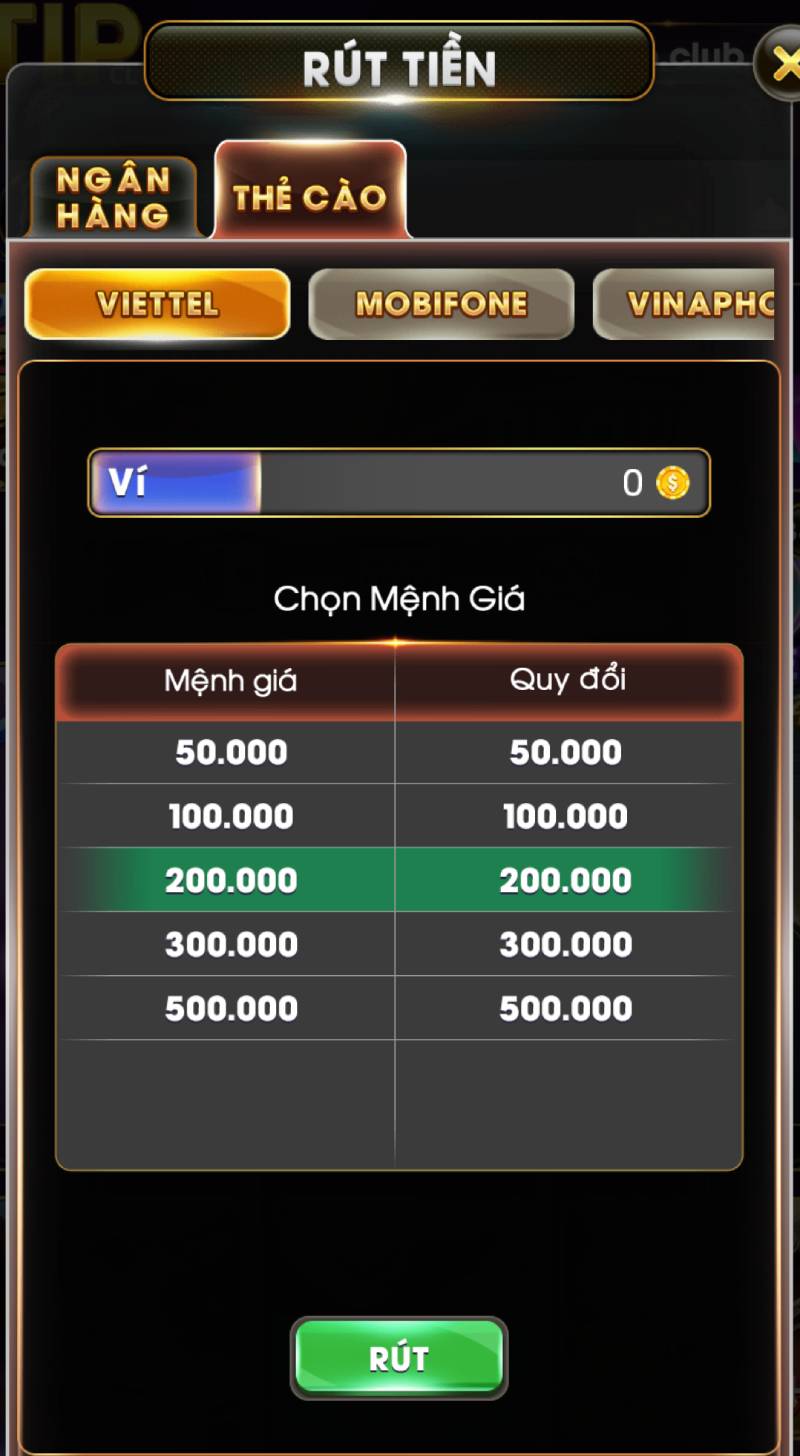 Hướng Dẫn Rút Tiền Tipclub Chi Tiết Về Nhanh Nhất 3 Rút qua Thẻ Cào